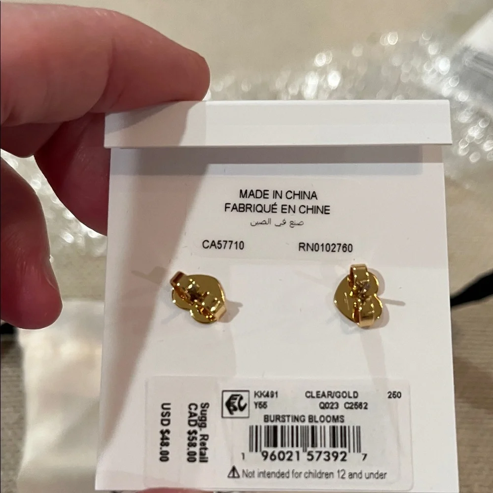 kate spade Crystal Bursting Bloom Studs/NWT - Picture 7 of 8